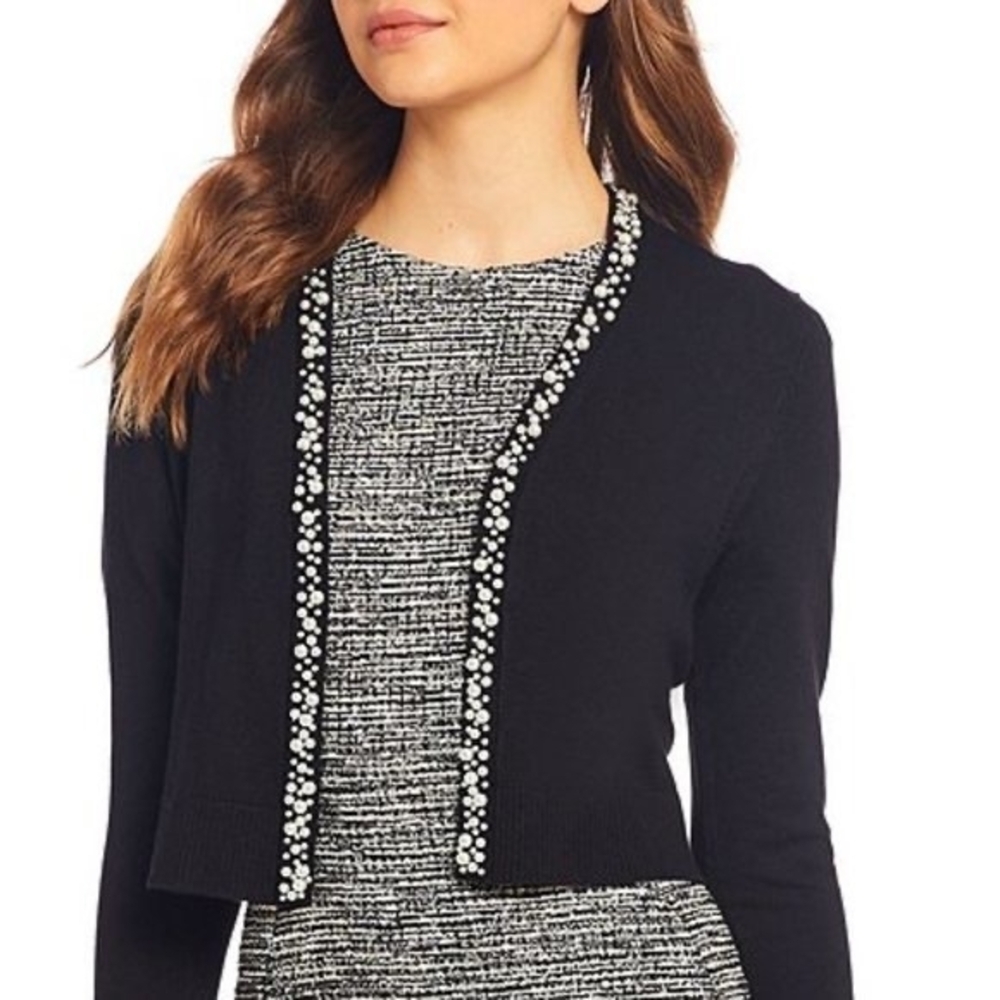 Calvin Klein Black Sweater with Pearl Accents